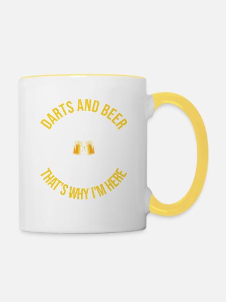 Dart Darter Dartsport - Tasse zweifarbig - Weiß/Gelb