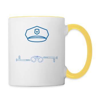 Polizist im Ruhestand Verabschiedung in Pension - Tasse zweifarbig - Weiß/Gelb - Rechts