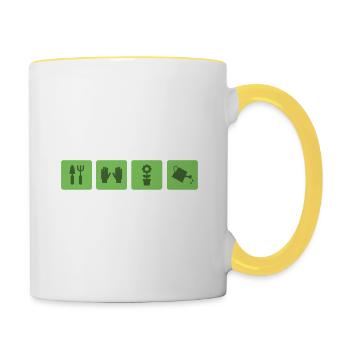 Ich bin gut im Beet Gärtner Gartenarbeit - Tasse zweifarbig - Weiß/Gelb - Rechts