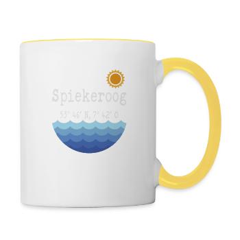 Spiekeroog Koordninaten, Spiekeroog - Tasse zweifarbig - Weiß/Gelb - Rechts