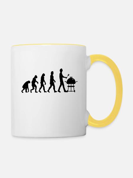 Grillen Evolution - Tasse zweifarbig - Weiß/Gelb