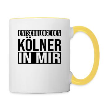 Köln Kölner Kölle Cologne - Tasse zweifarbig - Weiß/Gelb - Rechts