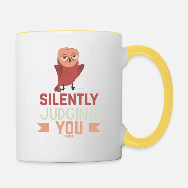 Hibou - Mug contrasté - blanc/jaune