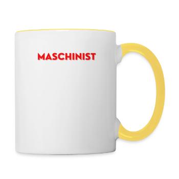 Maschinist Freiwillige Feuerwehr Saufen Geschenk - Tasse zweifarbig - Weiß/Gelb - Rechts