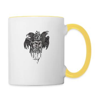 Viking Valhalla Valhalla Odin Schildmaid Mjolnir - Mug contrasté - blanc/jaune - Droite