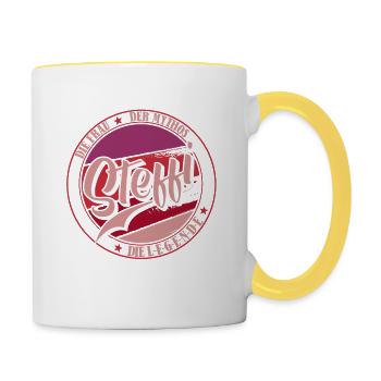 Vorname Die Frau der Mythos Die Legende Steffi - Tasse zweifarbig - Weiß/Gelb - Rechts