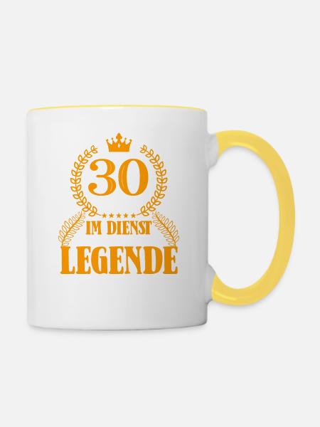 30 Jähriges Dienstjubiläum Firmenjubiläum Jubiläum - Tasse zweifarbig - Weiß/Gelb