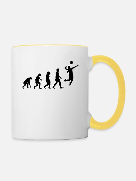 Volleyball Evolution Volleyballspieler - Tasse zweifarbig - Weiß/Gelb