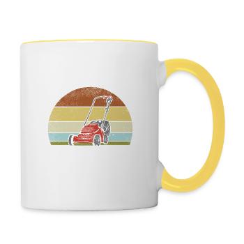 Gärtner Rasenmäher Rasenpflege - Tasse zweifarbig - Weiß/Gelb - Rechts