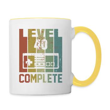 Level 40 complete Birthday Shirt Gift - Contrasting Mug - white/yellow - Right