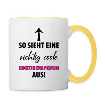 ERGOTHERAPEUTIN ERGOTHERAPIE - Tasse zweifarbig - Weiß/Gelb - Rechts