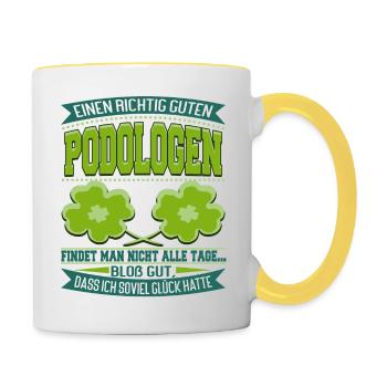 Podologe Geschenk - Tasse zweifarbig - Weiß/Gelb - Rechts