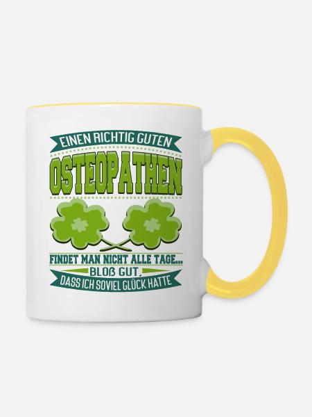 Osteopath Geschenk - Tasse zweifarbig - Weiß/Gelb
