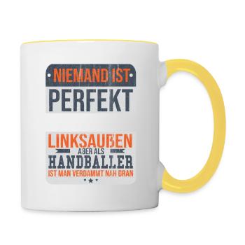 Handball - Tasse zweifarbig - Weiß/Gelb - Rechts