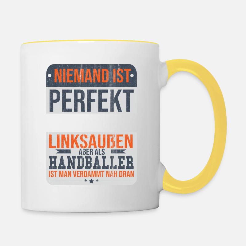Handball - Tasse zweifarbig - Weiß/Gelb