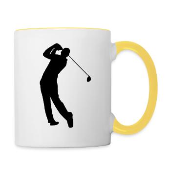 Golf Geschenk Golf Club Golfschläger Golfer Outfit - Tasse zweifarbig - Weiß/Gelb - Rechts