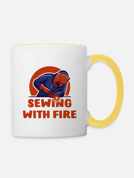 Schweißer Metallbauer Schweißen Metallbau - Tasse zweifarbig - Weiß/Gelb
