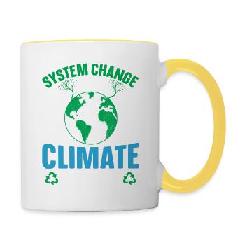System Change not Climate Change - Klimawandel - Tasse zweifarbig - Weiß/Gelb - Rechts