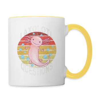 Axolotl. I Axolotl Questions. Drôle d’Axolotl - Mug contrasté - blanc/jaune - Droite