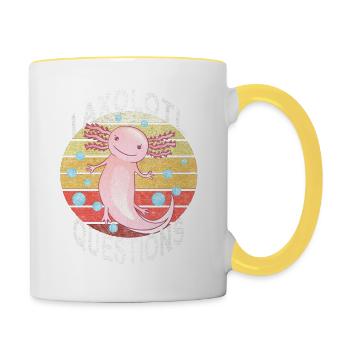 Axolotl. I Axolotl Questions. Drôle d’Axolotl - Mug contrasté - blanc/jaune - Droite