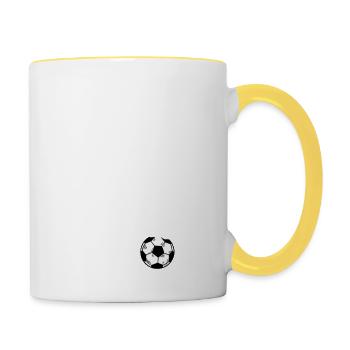 Squelettique footballeur dabbing football - Mug contrasté - blanc/jaune - Droite
