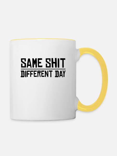 Same Shit - Different Day - Tasse zweifarbig - Weiß/Gelb