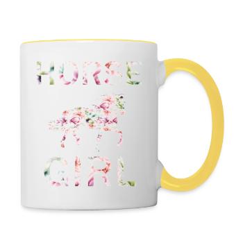 fille de cheval - Mug contrasté - blanc/jaune - Droite