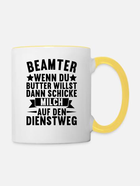 Beamter Verbeamtung Geschenk - Tasse zweifarbig - Weiß/Gelb