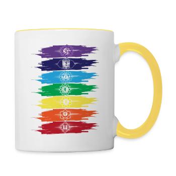 SIEBEN CHAKREN - Tasse zweifarbig - Weiß/Gelb - Rechts