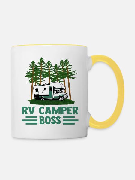 Wohnwagen Wohnmobil Caravan Camper - Tasse zweifarbig - Weiß/Gelb