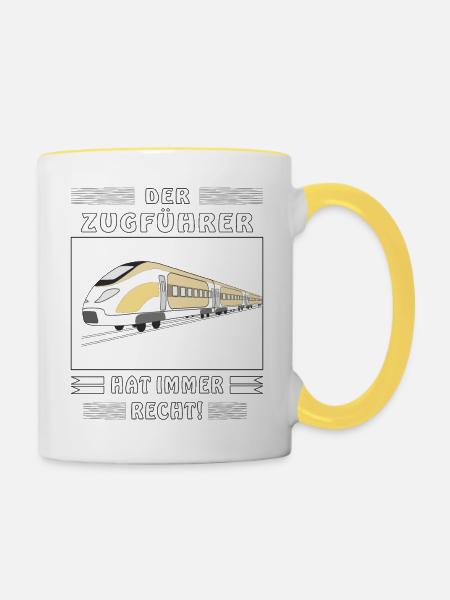 DER ZUGFÜHRER HAT IMMER RECHT - Tasse zweifarbig - Weiß/Gelb
