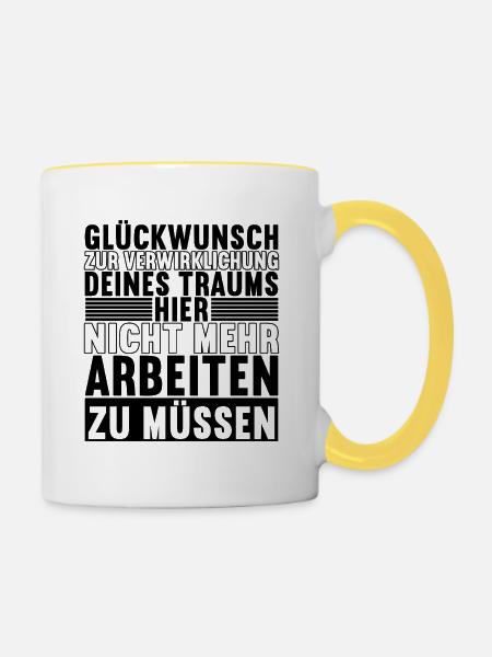 Abschiedsgeschenk Kollegen Jobwechsel - Tasse zweifarbig - Weiß/Gelb