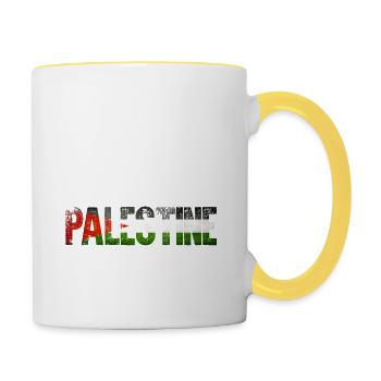 Direkt aus Palästina Stolzes Spaßgeschenk - Tasse zweifarbig - Weiß/Gelb - Rechts