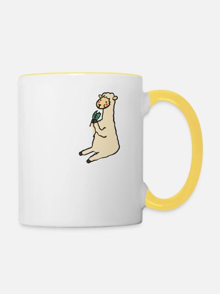 Lama - Tasse zweifarbig - Weiß/Gelb