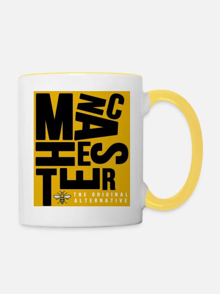 Manchester - Tasse zweifarbig - Weiß/Gelb