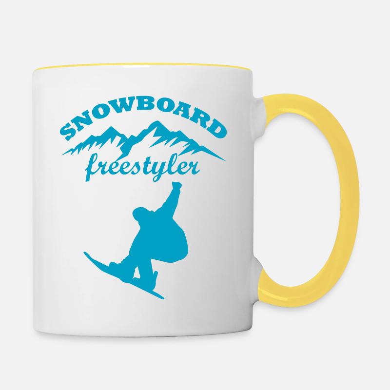 Snowboard Snowboarder - Mug contrasté - blanc/jaune
