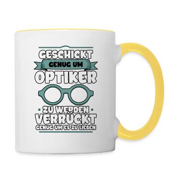 Optiker Augenoptiker Sehhilfe Beruf Brille Sehtest - Tasse zweifarbig - Weiß/Gelb - Rechts