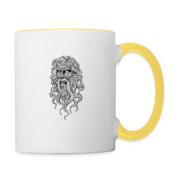 Poseidon I Griechischer Gott Antike Motiv für Gott - Tasse zweifarbig - Weiß/Gelb - Rechts