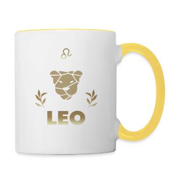 Leo-Status - Tasse zweifarbig - Weiß/Gelb - Rechts