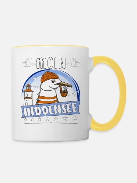 MÖWE MOIN HIDDENSEE - Tasse zweifarbig - Weiß/Gelb
