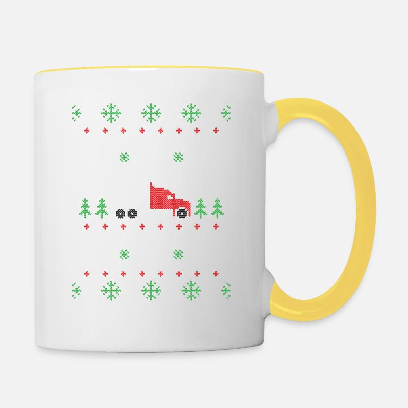 hässlicher Weihnachtspullover - Tasse zweifarbig - Weiß/Gelb