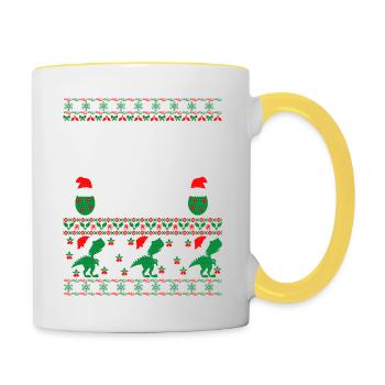 Papa Elf hässlicher Weihnachtspullover - Tasse zweifarbig - Weiß/Gelb - Rechts