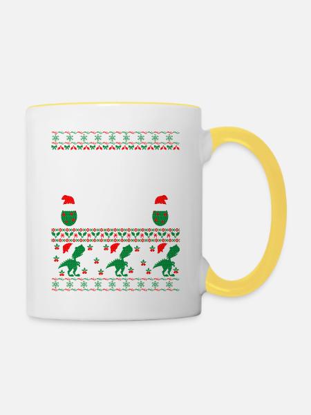 Papa Elf hässlicher Weihnachtspullover - Tasse zweifarbig - Weiß/Gelb