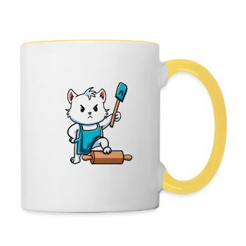 Cat My Kitchen My Rules Bake Gift - Contrasting Mug - white/yellow - Right