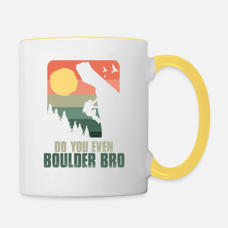 Bouldern - Tasse zweifarbig - Weiß/Gelb