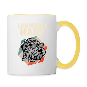 Je fais ce que je veux Retro Soft-Coated Wheaten Terrier - Mug contrasté - blanc/jaune - Droite