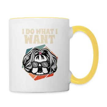 I Do What I Want Shih Tzu Vintage I Dog Lover - Tasse zweifarbig - Weiß/Gelb - Rechts