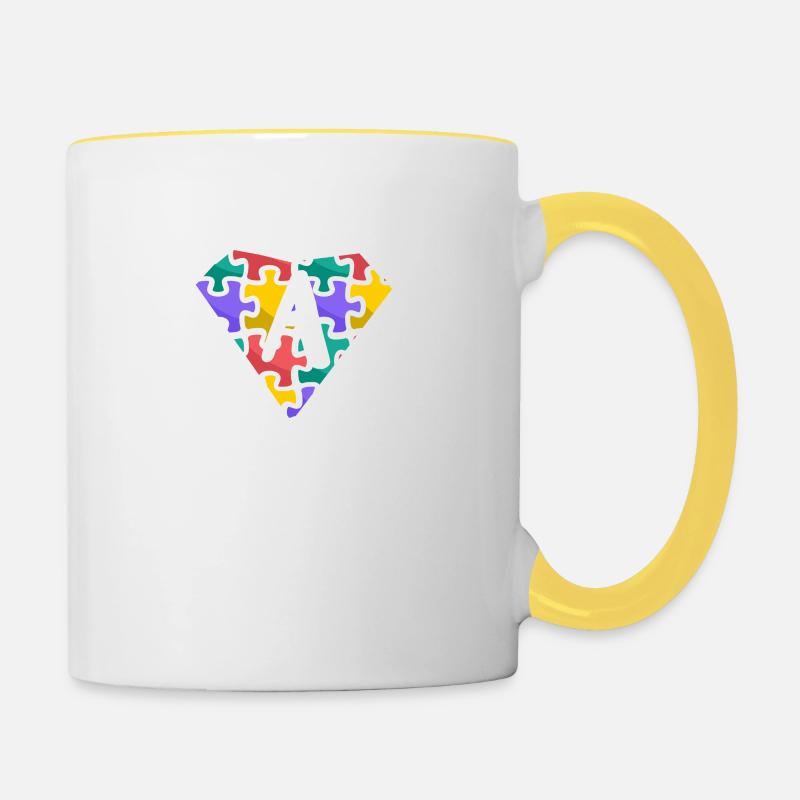 Autism Puzzle Superpower Héros - Mug contrasté - blanc/jaune