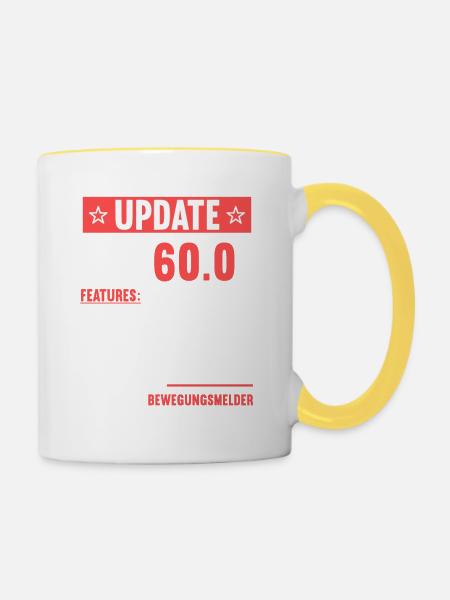 60 Jahre alt 60 Jähriger Update Version 60.0 60. - Tasse zweifarbig - Weiß/Gelb