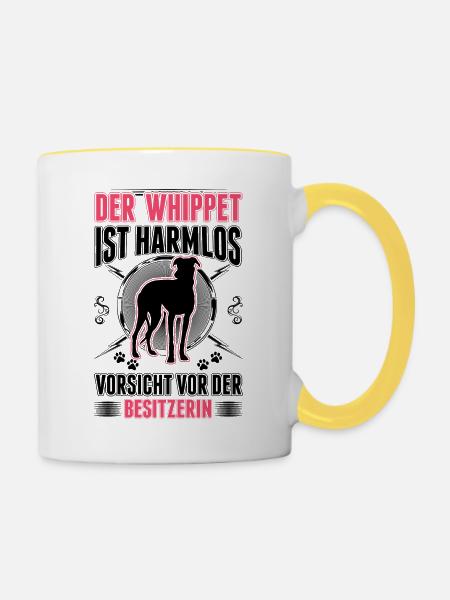 Whippet Besitzerin Windhund Sighthound - Tasse zweifarbig - Weiß/Gelb